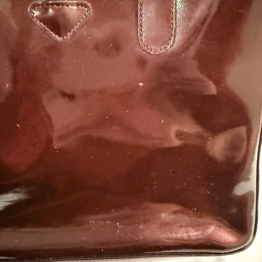 Authentic Longchamp Roseau Burgundy Patent Leather Medium Tote Bag Bamboo Clasp - Picture 5 of 9